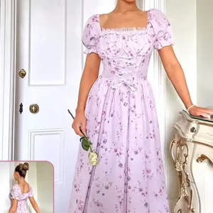 Floral Puff Sleeve Maxi Dress