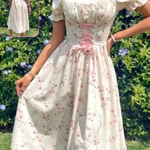 Floral Puff Sleeve Maxi Dress