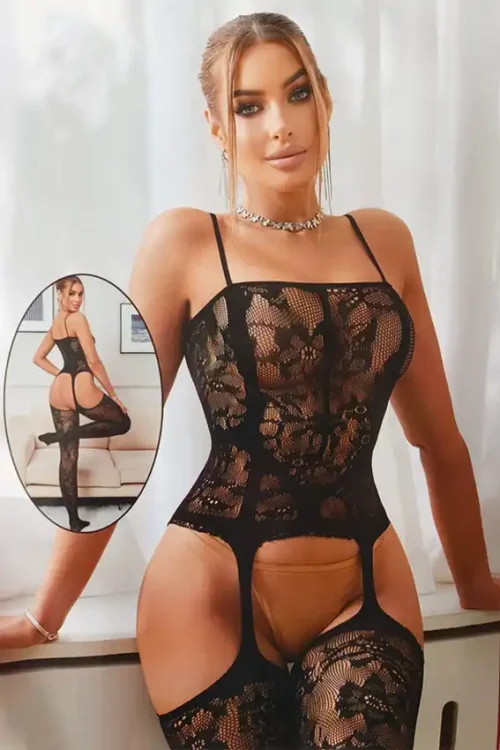 Floral Lace Bodysuit with Straps