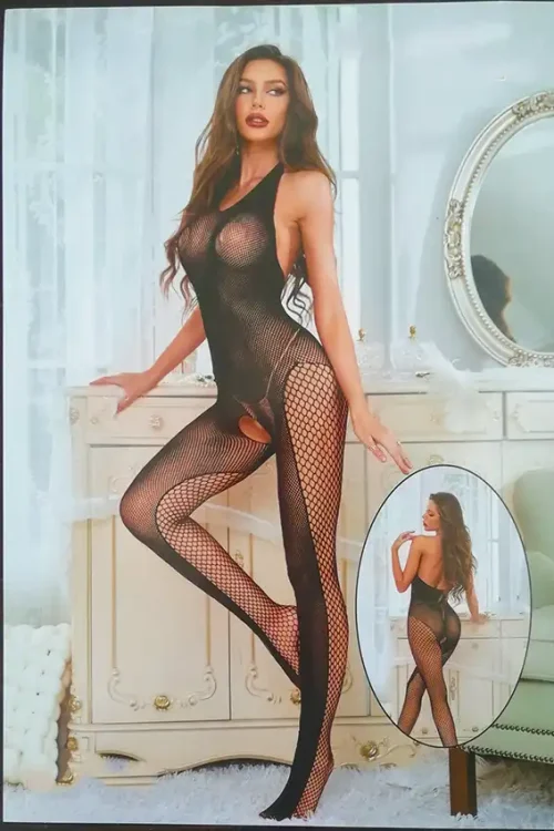 Fishnet Sleeveless Bodysuit for Women