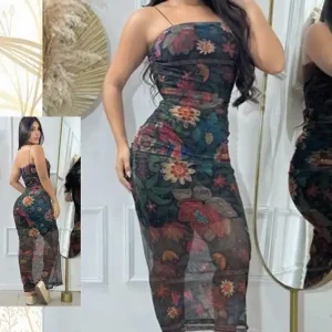 Floral Sheer Sleeveless Midi Dress