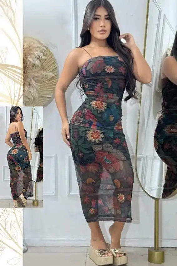 Floral Sheer Sleeveless Midi Dress