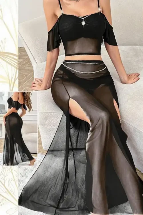Elegant Sheer Off-Shoulder Dress