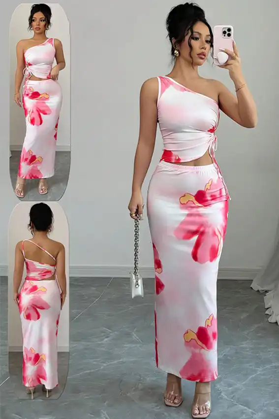 Floral One-Shoulder Maxi Dress