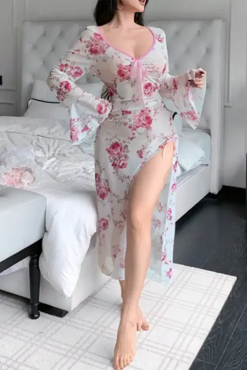 Floral Bell Sleeve Maxi Dress