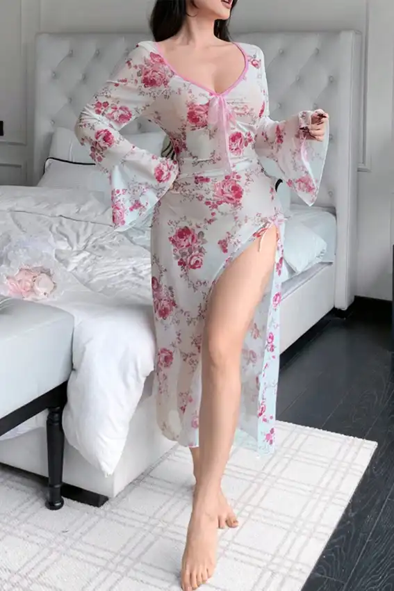 Floral Bell Sleeve Maxi Dress
