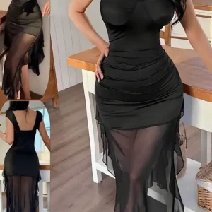 Elegant Purple Cap Sleeve Dress