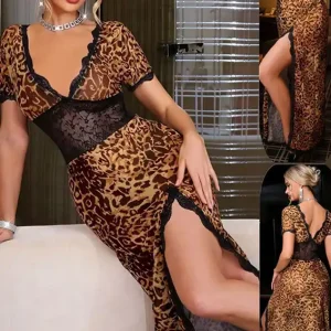 Stylish Leopard Print Short Sleeve Dress