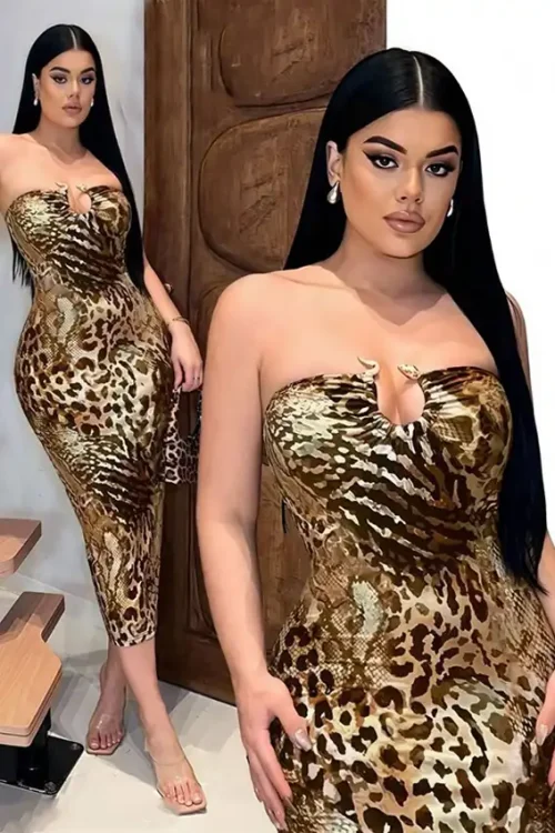 Exotic Animal Print Tube Dress