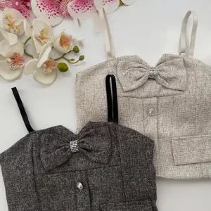 Elegant Bow Strap Crop Top