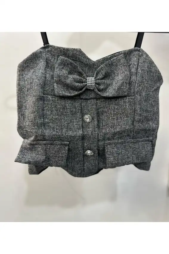 Elegant Bow Strap Crop Top