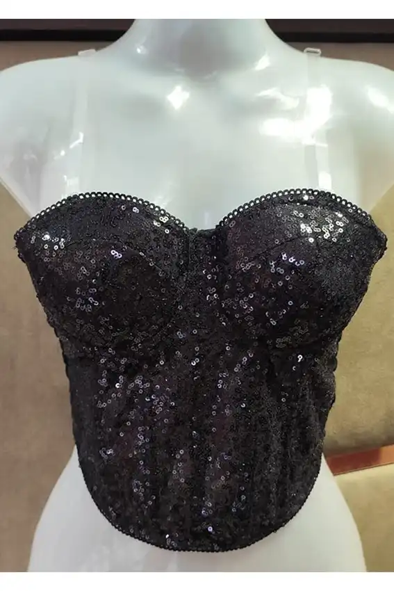 Sparkling Sequin Strapless Bustier Top