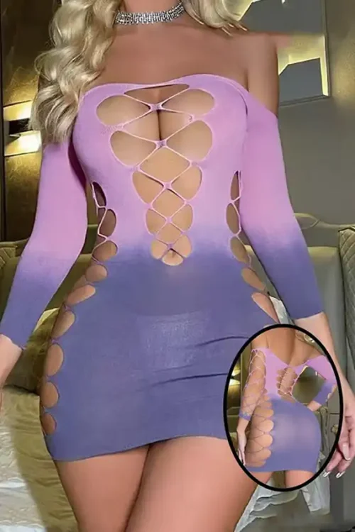 Ombre Lace-Up Bodycon Dress