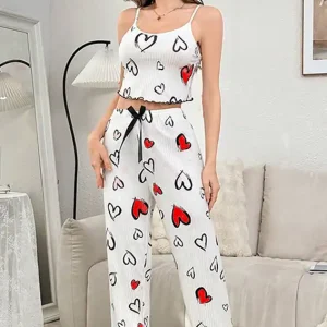 Heart Pattern Sleeveless Lounge Set