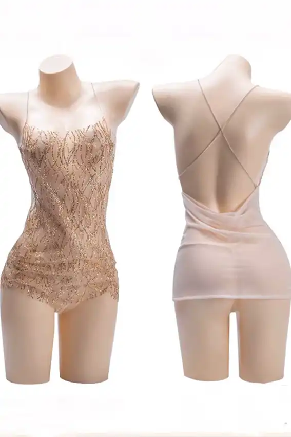 Golden Hour Sheer Sparkle Lingerie Dress