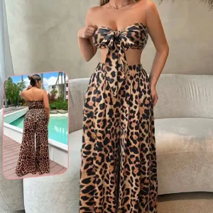 Strapless Leopard Print Jumpsuit