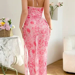 Elegant Floral Patterned Sleeveless Dress