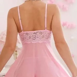 Pink Lace Sleeveless Babydoll Dress