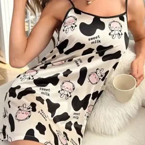 Cute Cow Print Spaghetti Strap Dress