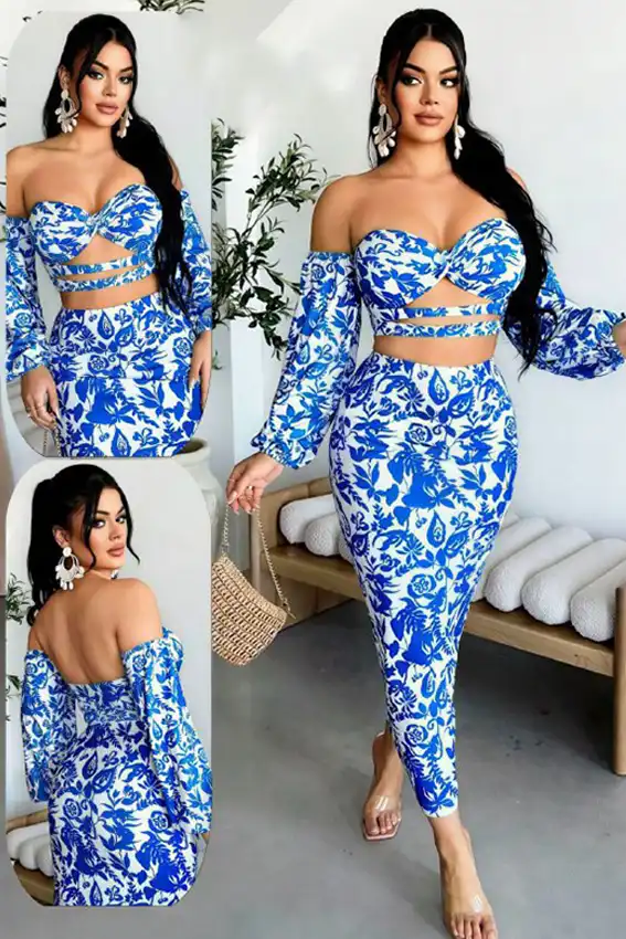 Elegant Floral Off-Shoulder Dress Set