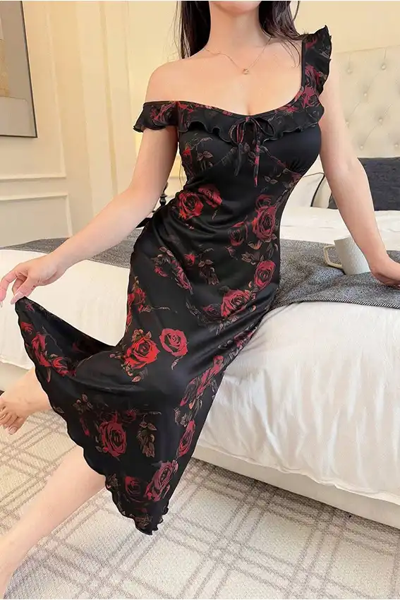 Floral Off-Shoulder Ruffle Dress