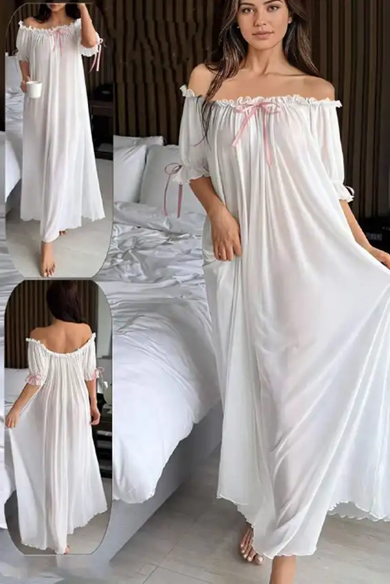Elegant Sheer Off-Shoulder Maxi Dress
