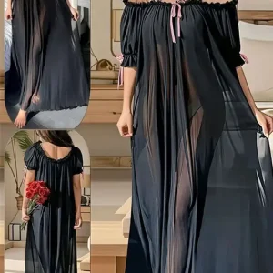 Elegant Sheer Off-Shoulder Maxi Dress