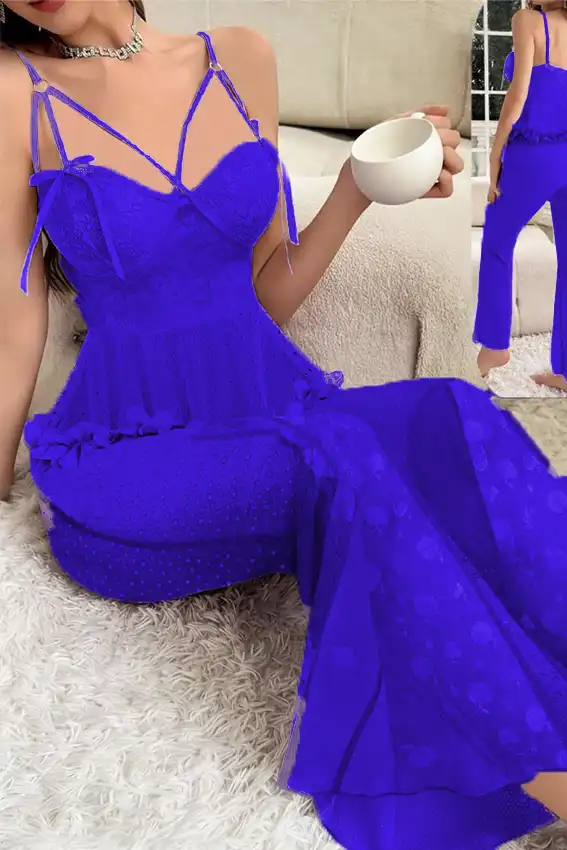 Lace Sleeveless Lavender Pajama Set