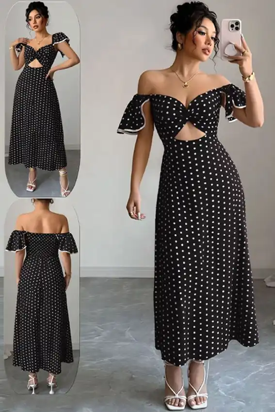 Polka Dot Off-Shoulder Dress