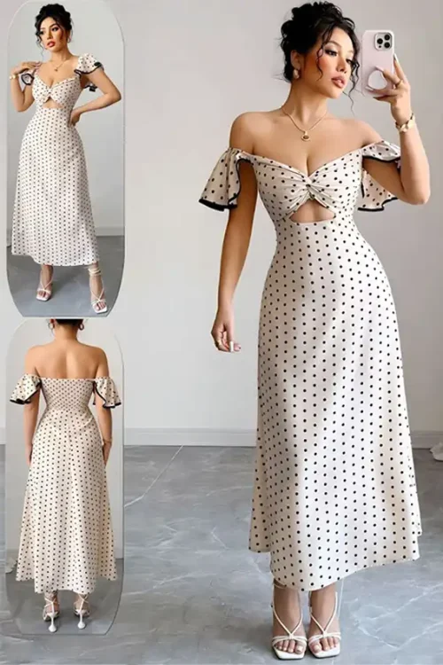 Polka Dot Off-Shoulder Dress