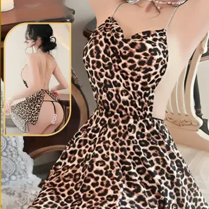 Leopard Print Strappy Mini Dress