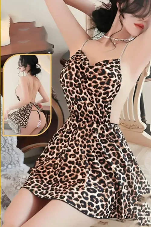 Leopard Print Strappy Mini Dress