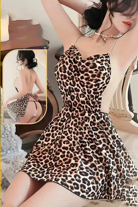 Leopard Print Strappy Mini Dress