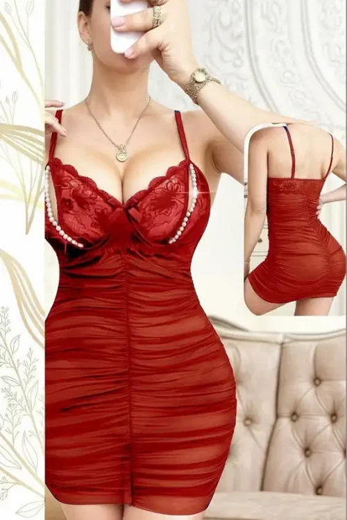 Elegant Lace Satin Bodycon Dress