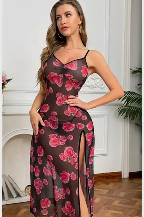 Floral Sheer Sleeveless Maxi Dress