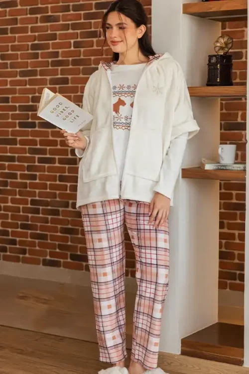 Cozy Checkered Pajama Set for Women