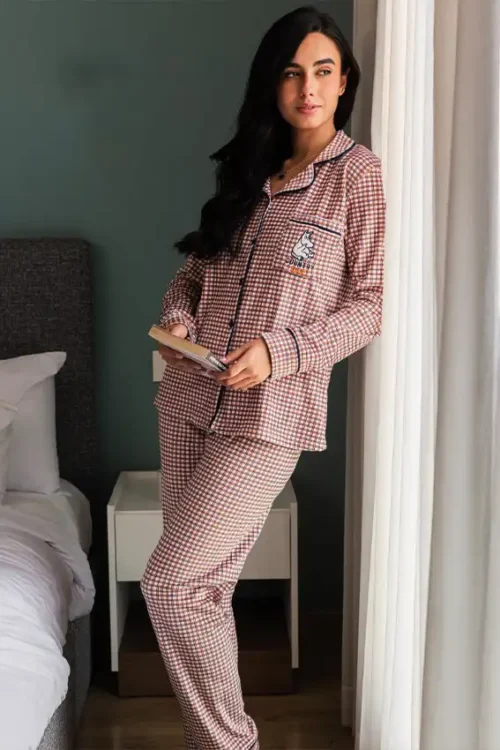 Checkered Long Sleeve Pajama Set